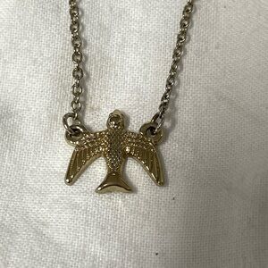 Swallowtail bird pendant Vintage vermeil gold necklace lobster clasp 16” w/ 3”